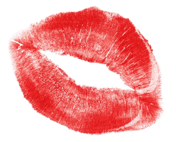 可爱的红色女人嘴唇上白色隔离 — 图库照片
