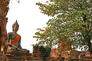 Monuments of buddah, ruins of Ayutthaya clipart