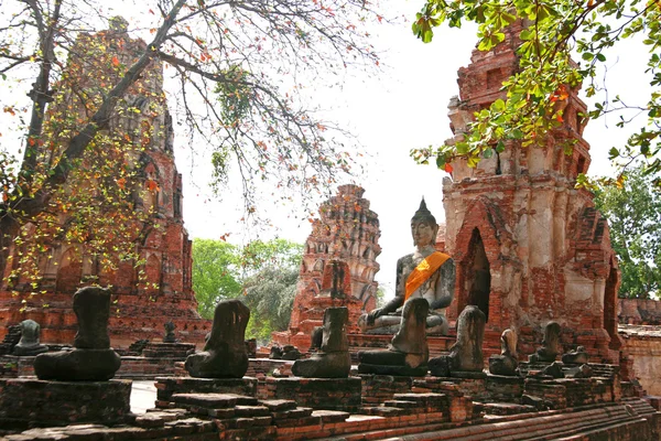 Monumenten van buddah, ruïnes van ayutthaya — Stockfoto