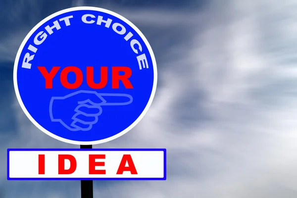 Idea Road Sign with dramatic clouds and sky — Stock Photo, Image
