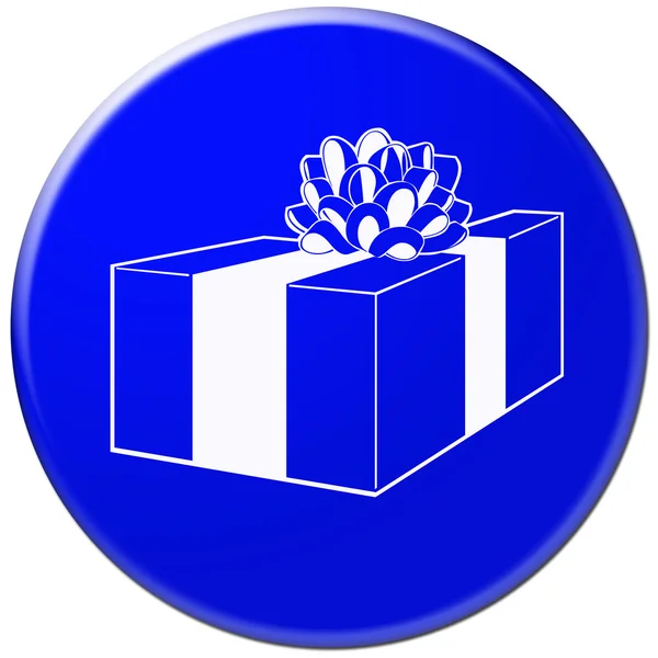 Weiß und blau Geschenk-Box-Etikett — Stockfoto