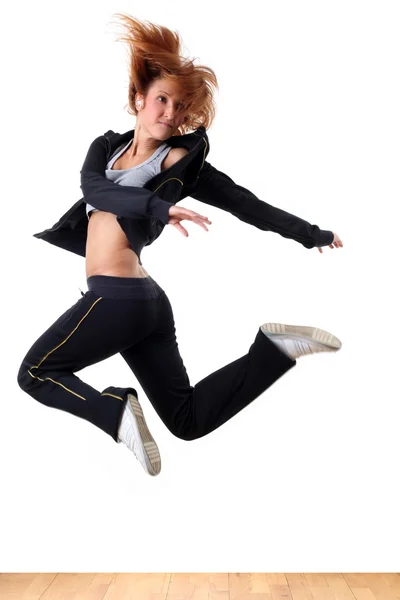 跳跃的女人现代芭蕾舞蹈家 — 图库照片