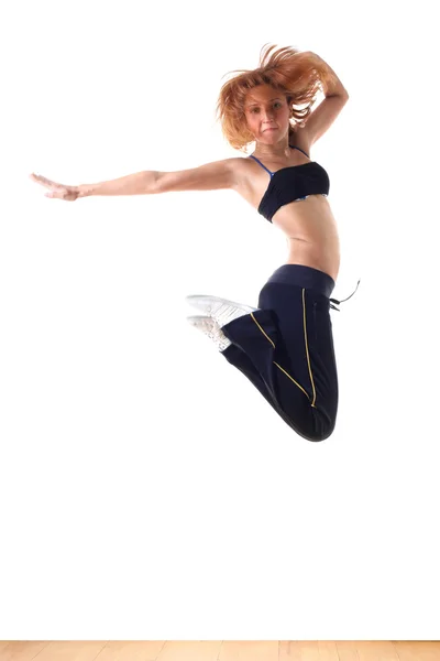 Ugró nő modern balett-táncos — Stock Fotó