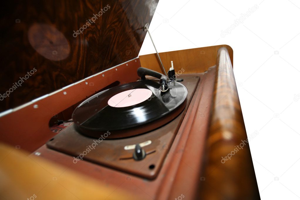 Old Vinyl player with disk