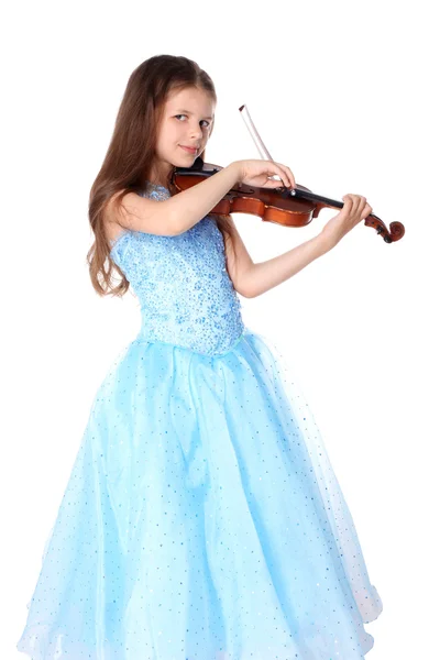 Chica con violín aislado en blanco —  Fotos de Stock