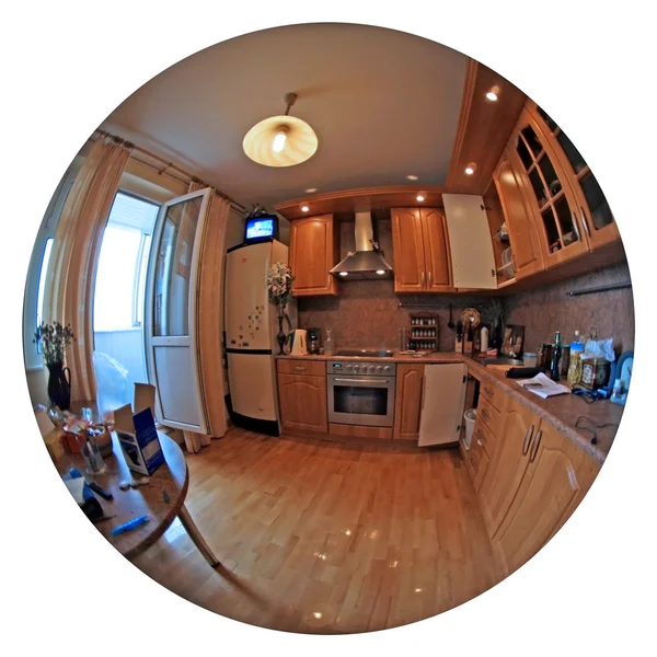 stock image Kitchen in circular fish eye