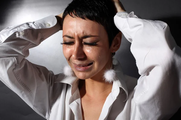Sad depression woman with tears — Zdjęcie stockowe