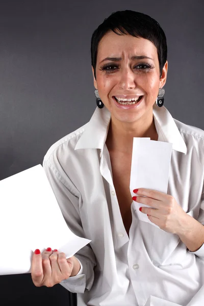 Депрессивная женщина со слезами — стоковое фото