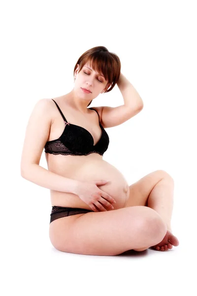 Femme enceinte rêveuse 40 semaines — Photo