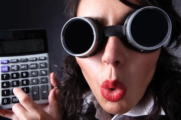 Manager with calculator — Stock Photo, Image
