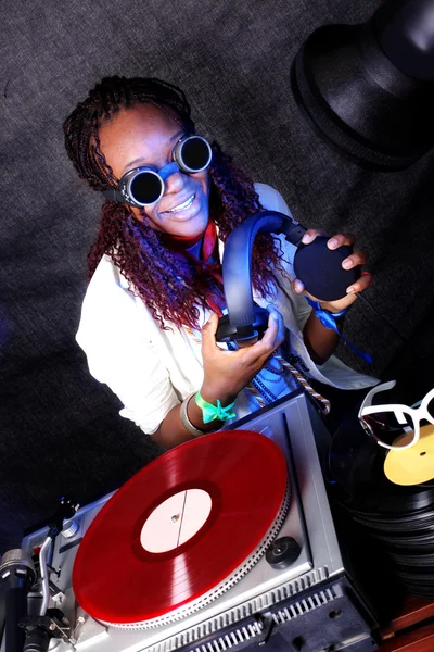 Cool afro american DJ in action Stock Photo