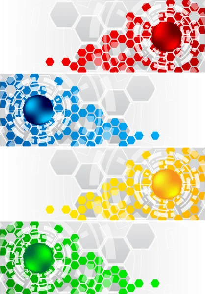 Vektor uppsättning banners med hexagon — Stock vektor
