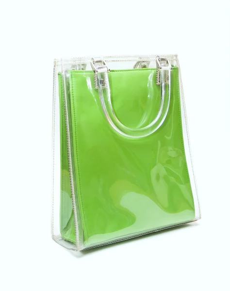 Zielona torba z tworzywa sztucznego. — Zdjęcie stockowe
