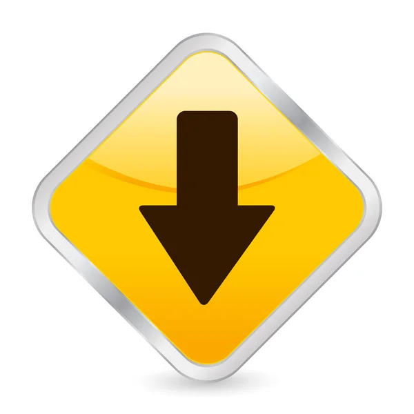 Flecha abajo icono cuadrado amarillo — Vector de stock
