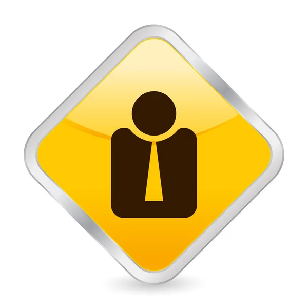 Homme d'affaires icône carré jaune — Image vectorielle