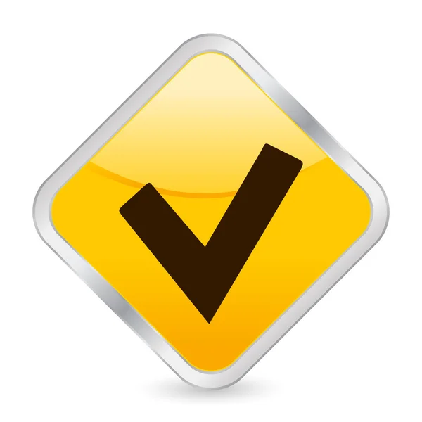 Verificar símbolo ícone quadrado amarelo —  Vetores de Stock