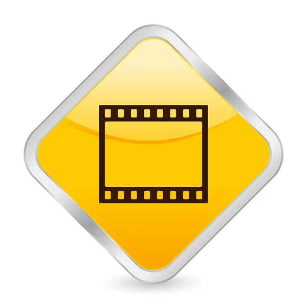 Película tira amarilla cuadrado icono — Vector de stock