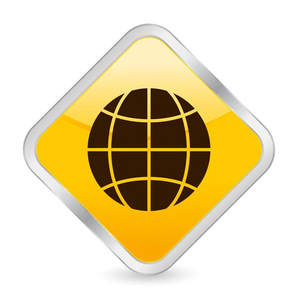 Globo giallo icona quadrata — Vettoriale Stock
