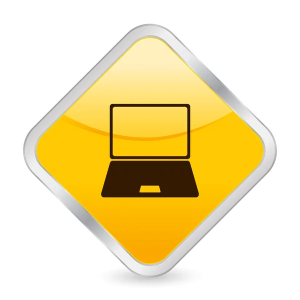 Ordinateur portable icône carré jaune — Image vectorielle