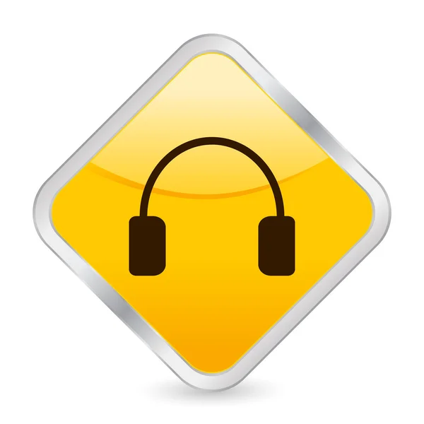 耳机黄色方形图标 — 图库矢量图片