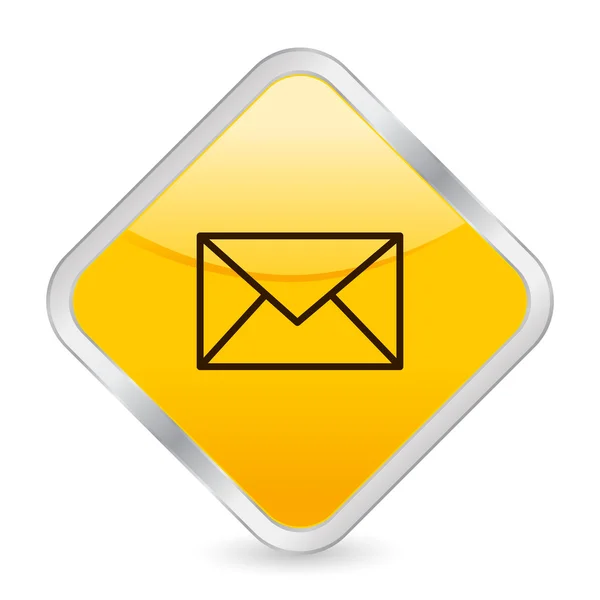Fyrkantiga ikonen e-post gul — Stock vektor