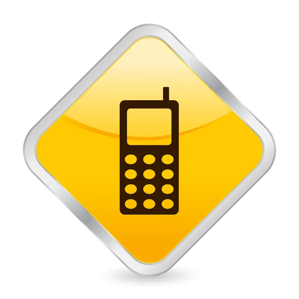 Mobile phone yellow square icon — Stock Vector