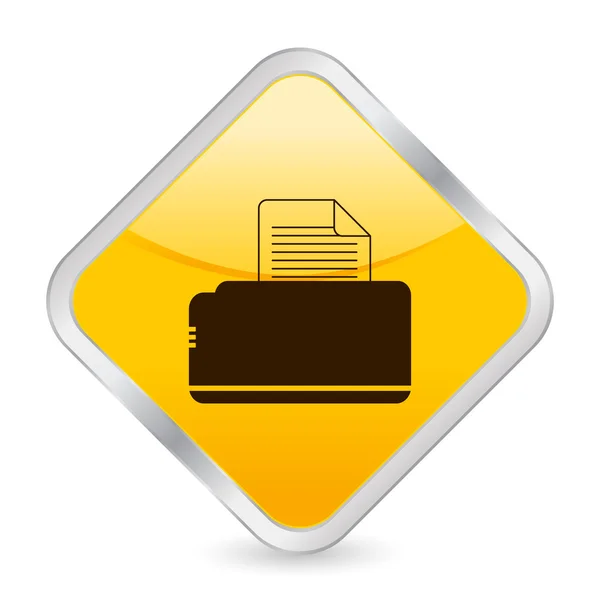 Ícone quadrado amarelo da impressora — Vetor de Stock