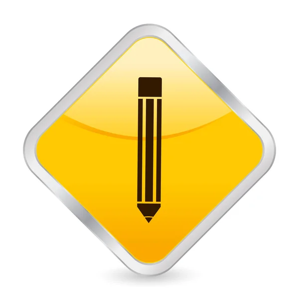 Potlood gele vierkante pictogram — Stockvector