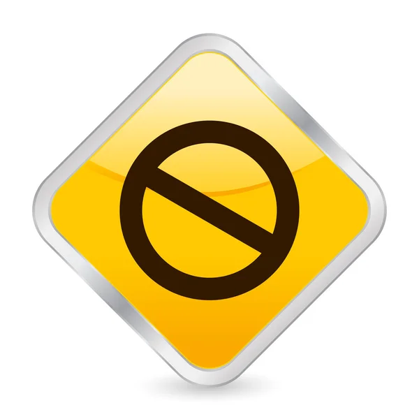 Zákazovou značkou žluté čtvercovou ikonu — Stockový vektor