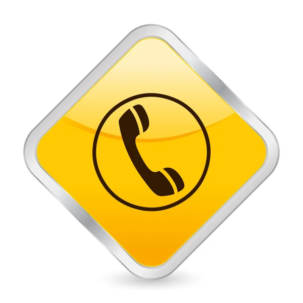 Telefon žlutý čtverec ikona — Stockový vektor