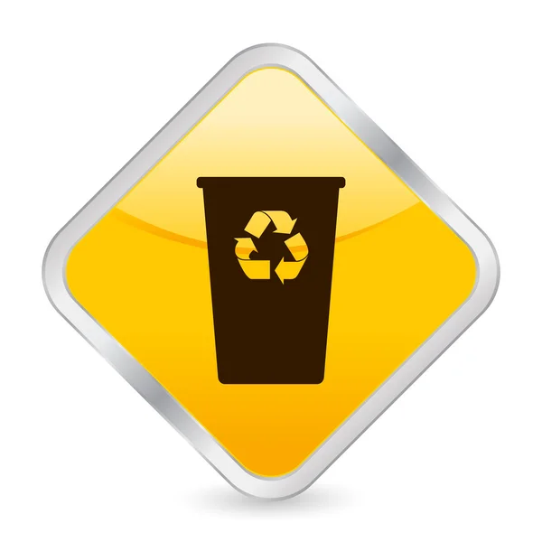 Papelera de reciclaje icono cuadrado amarillo — Vector de stock