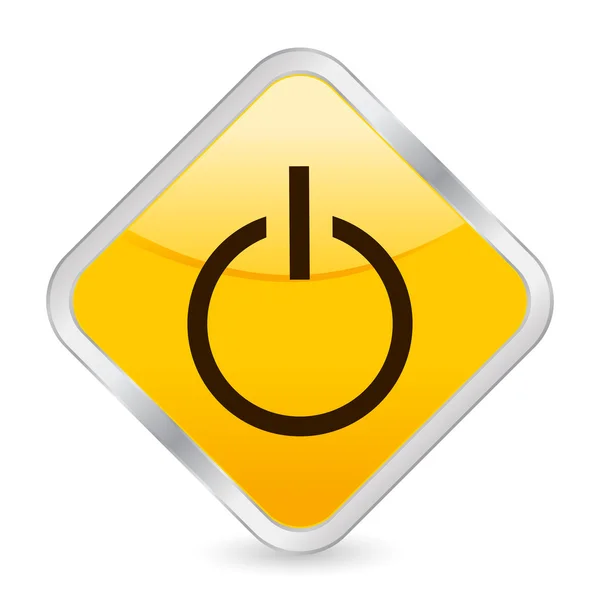 Power sárga négyzet alakú ikon — Stock Vector