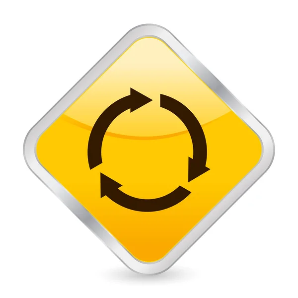 Reciclar ícone quadrado amarelo —  Vetores de Stock