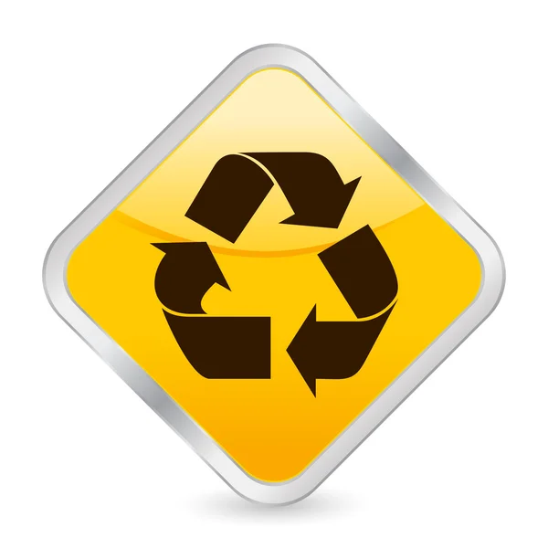 Reciclar símbolo amarillo cuadrado icono — Vector de stock