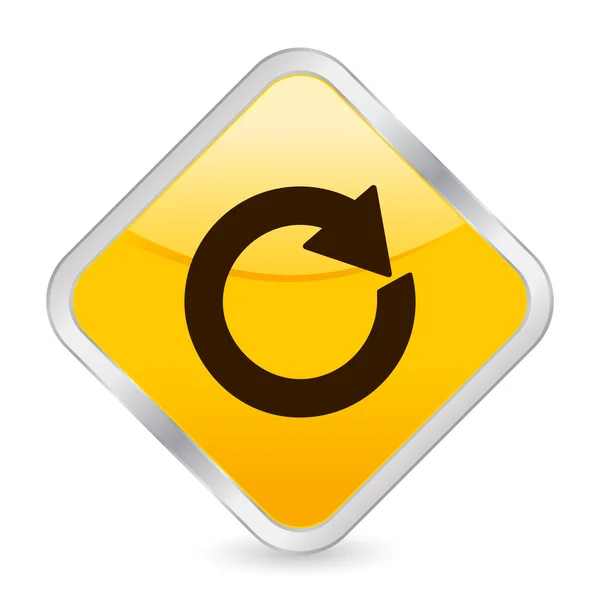 Recargar icono cuadrado amarillo — Vector de stock