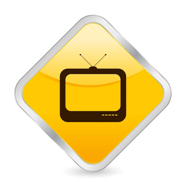 Icône carré jaune Tv — Image vectorielle