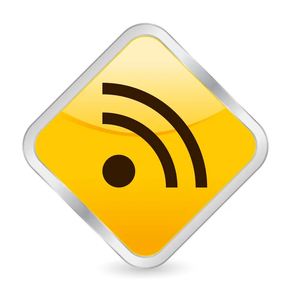 RSS symbool gele vierkante pictogram — Stockvector