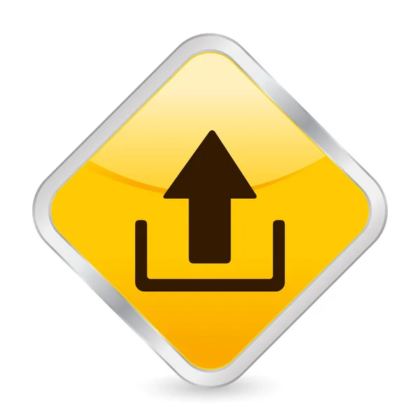 Subir icono cuadrado amarillo — Vector de stock