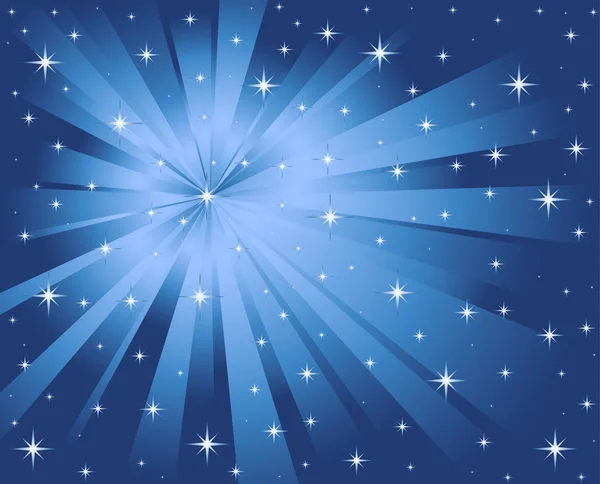 Vektor blauer Hintergrund Sterne und Strahlen — Stockvektor