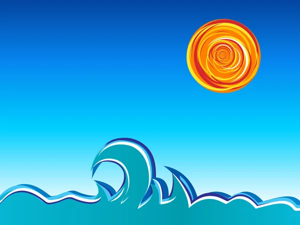 Wellen und Sonne — Stockvektor