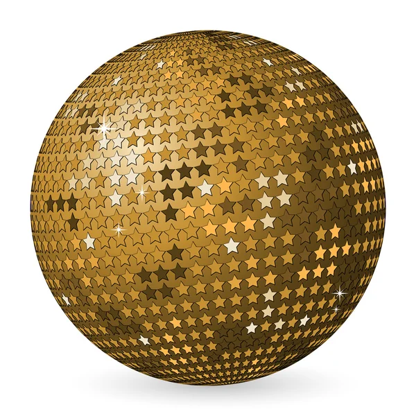 Bola de ouro abstrato com estrelas — Vetor de Stock