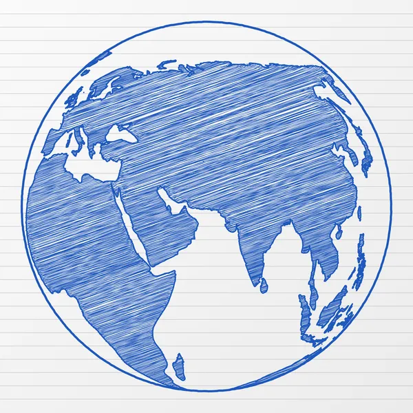 Drawing world globe — Stock Vector