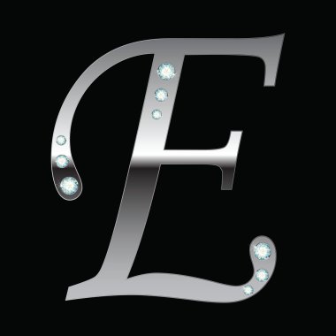 Silver metallic letter E clipart