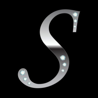 Silver metallic letter S clipart