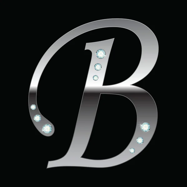 ตัวอักษรโลหะเงิน B — ภาพเวกเตอร์สต็อก