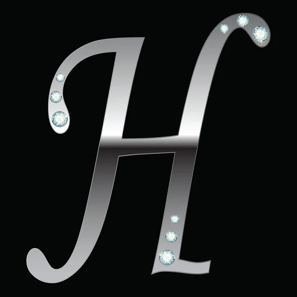 Silver metallic letter H — Stock Vector