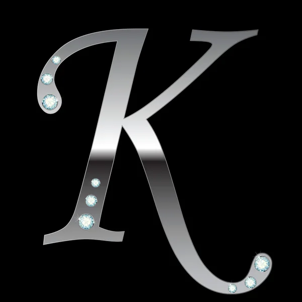 Срібна металева літера K — стоковий вектор