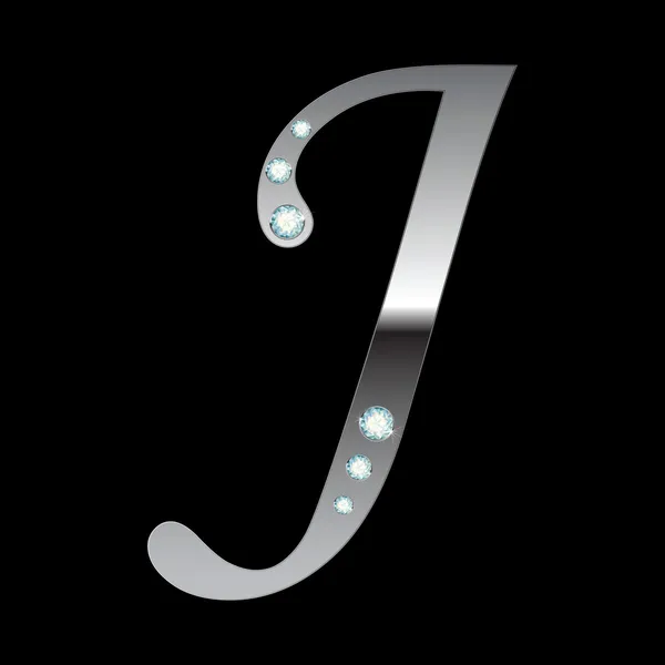 Gümüş metalik harf j — Stok Vektör