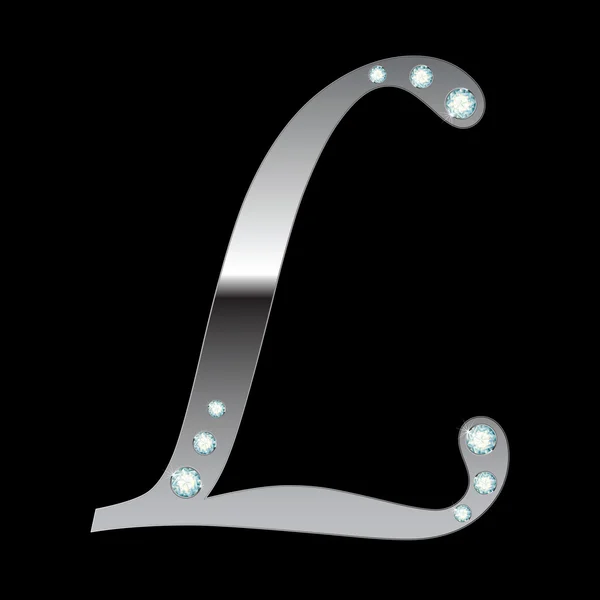 Silver metallic letter L — Stock Vector
