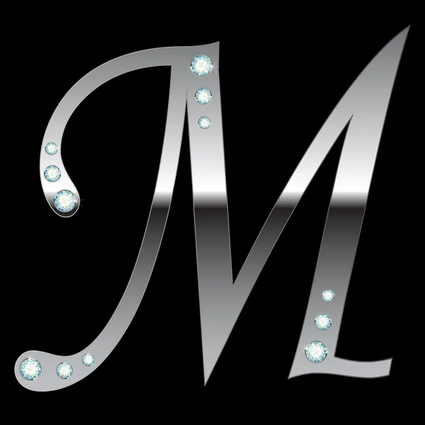 stock vector Silver metallic letter M